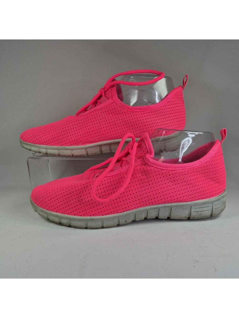 Light Weight Women Shoes Sz8 Neon Pink Athletic Lace Up Mesh